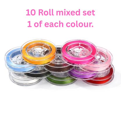 10 Roll Mixed Colour Set Strong Stretchy Beading Elastic Thread 0.8mm 10m/roll