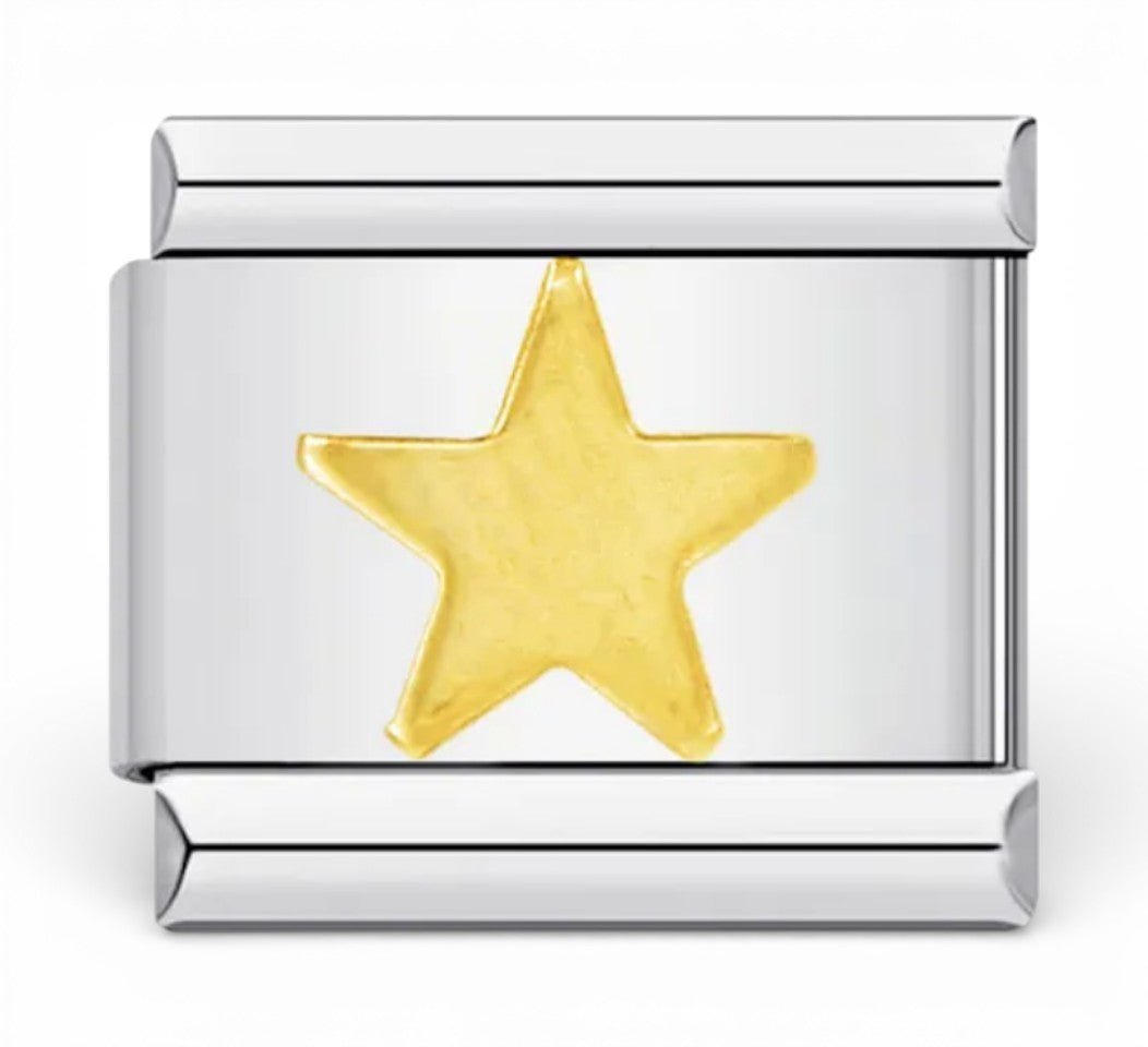 Silver Italian charm with a gold star