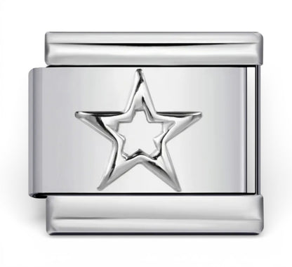 Silver Italian charm with a star design