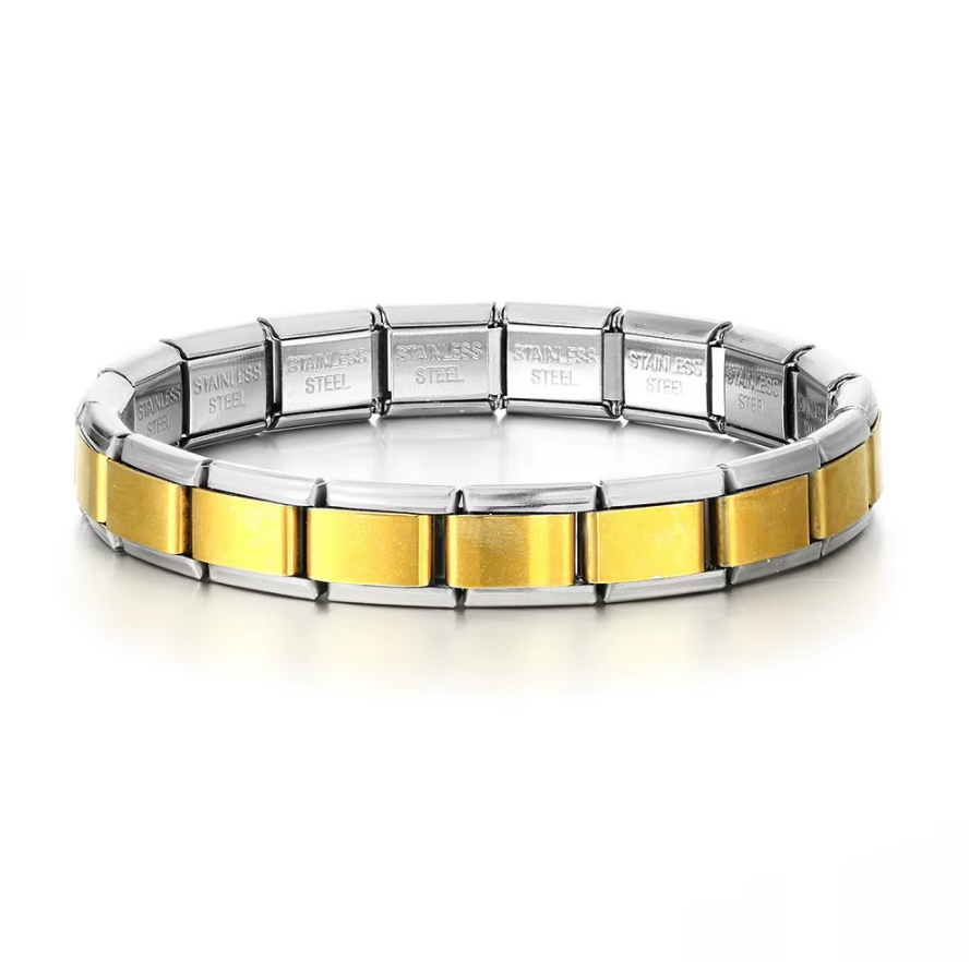 Silver and gold Italian charm starter bracelet