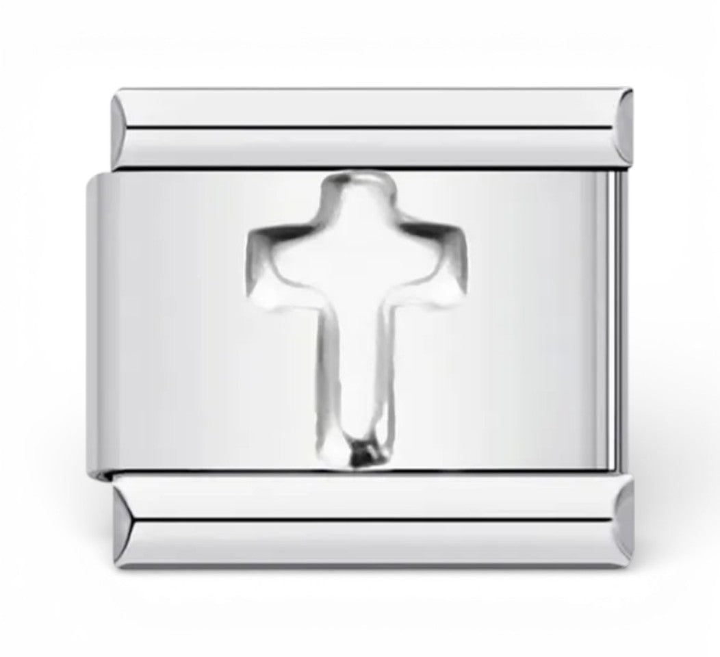 Silver cross Italian charm  