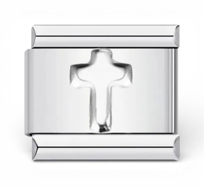 Silver cross Italian charm  