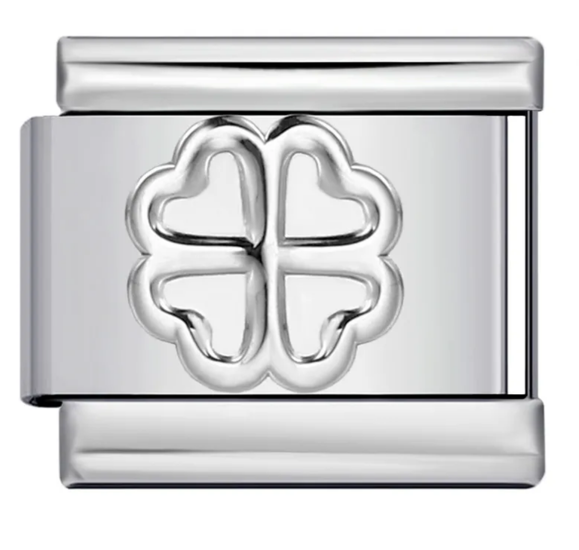 Silver four leaf clover italian charm