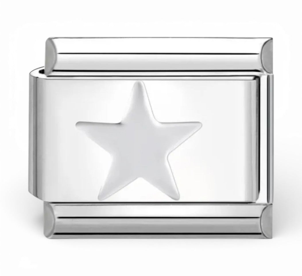 Silver italian charm with a star design 