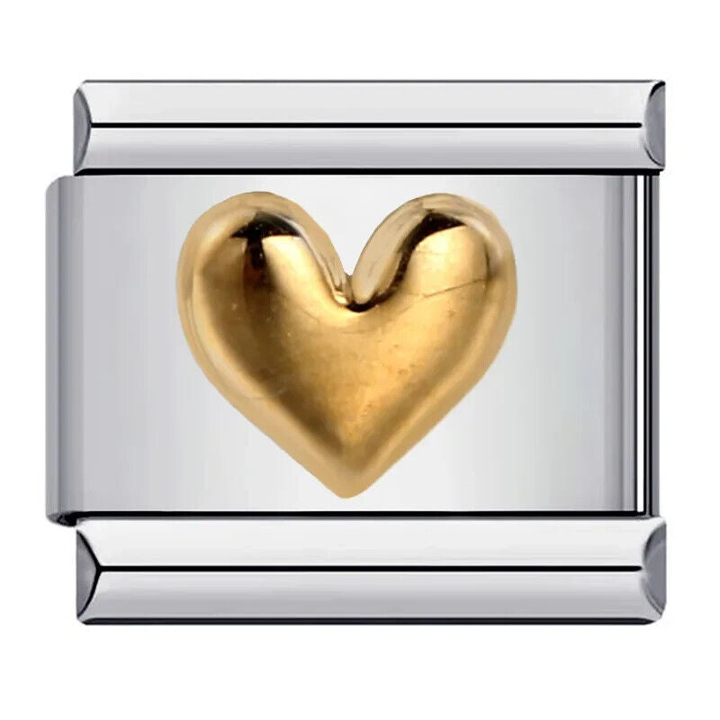 Silver italian charm with gold heart 