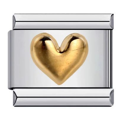 Silver italian charm with gold heart 
