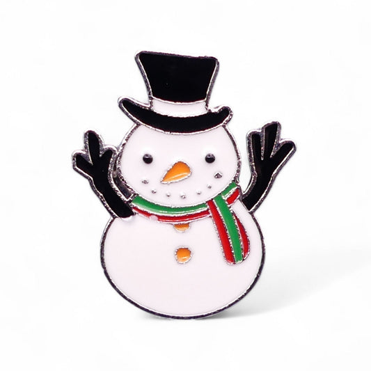 Snowman in a top hat enamel pin badge 