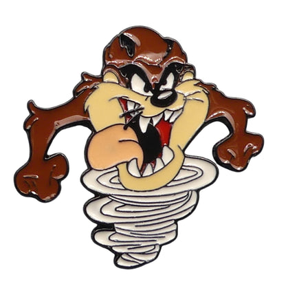 Tasmanian Devil Enamel Pin Badge in a spinning frenzy