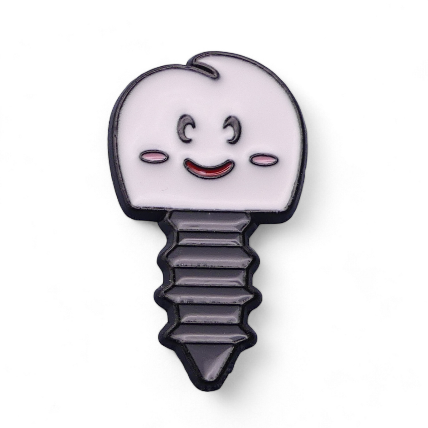 cartoon screw in tooth enamel pin badge 