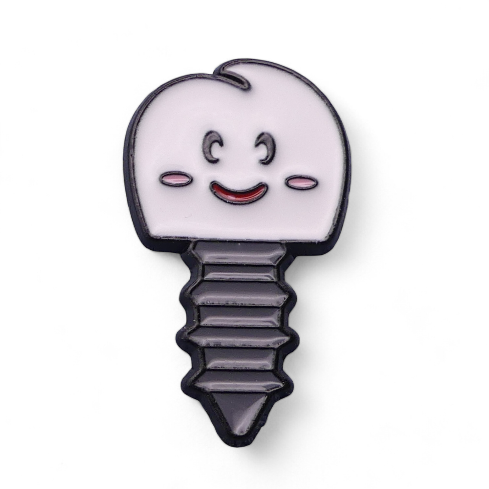cartoon screw in tooth enamel pin badge 