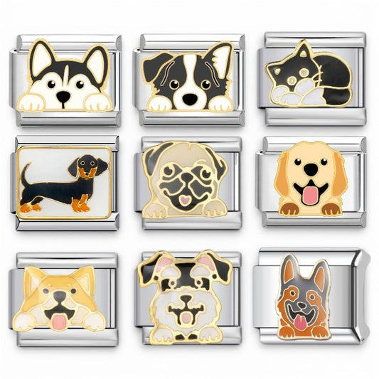 choice of dog and cat-themed italian charms 