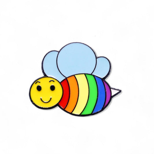 Colourful rainbow bee enamel pin badge 