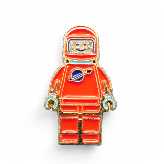 red and gold Lego style Spaceman mini figure Enamel Pin Badge