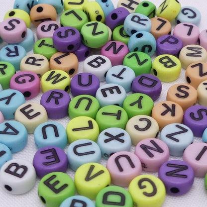 100 Pastel Alphabet Beads Random Mixed