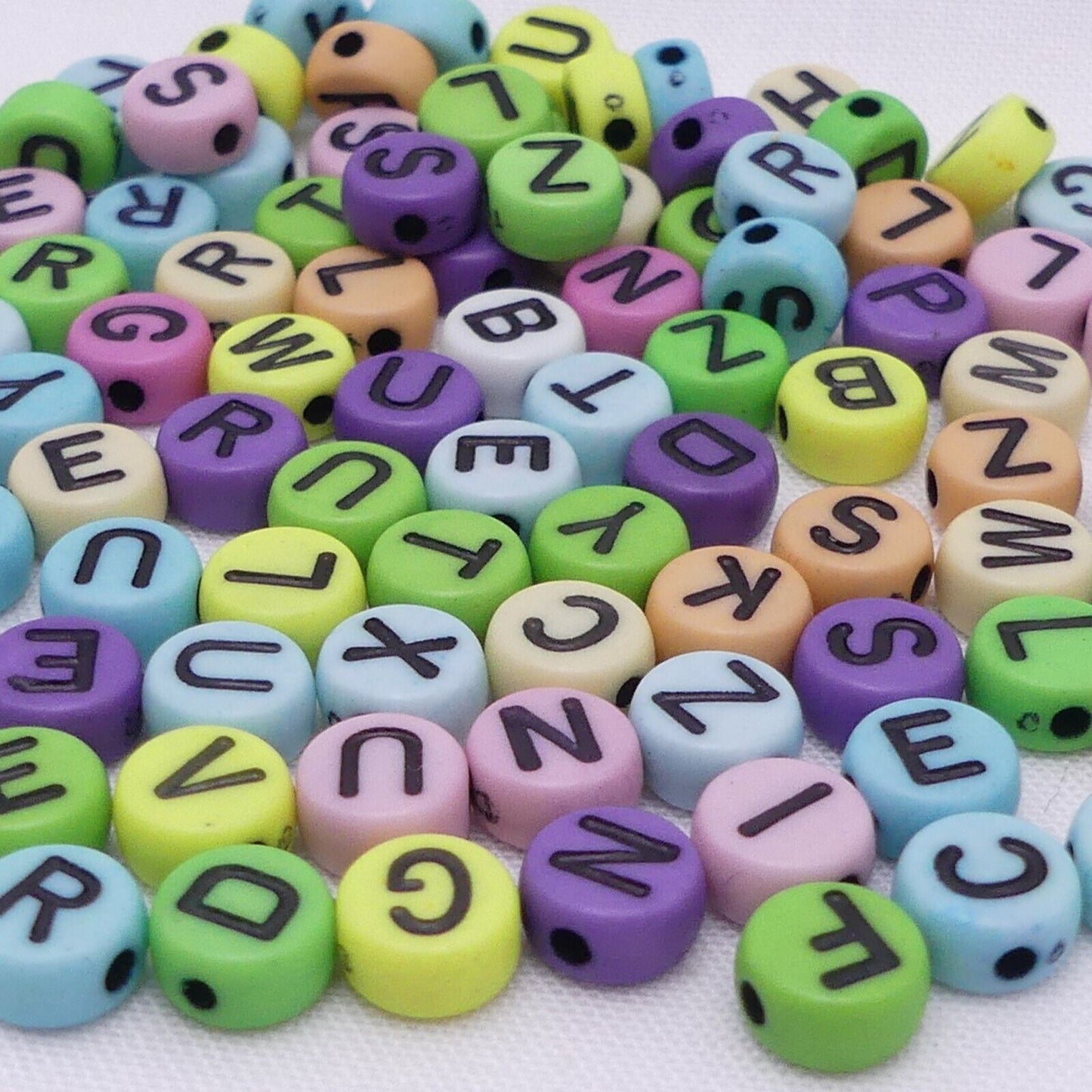 100 Pastel Alphabet Beads Random Mixed