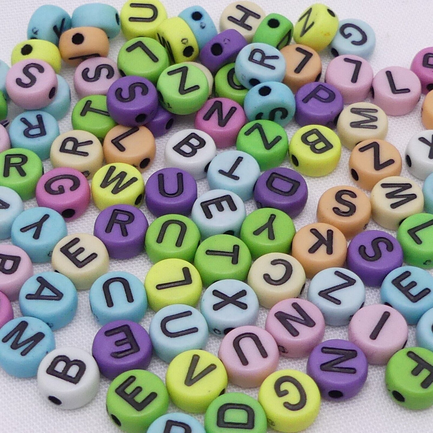 100 Pastel Alphabet Beads Random Mixed