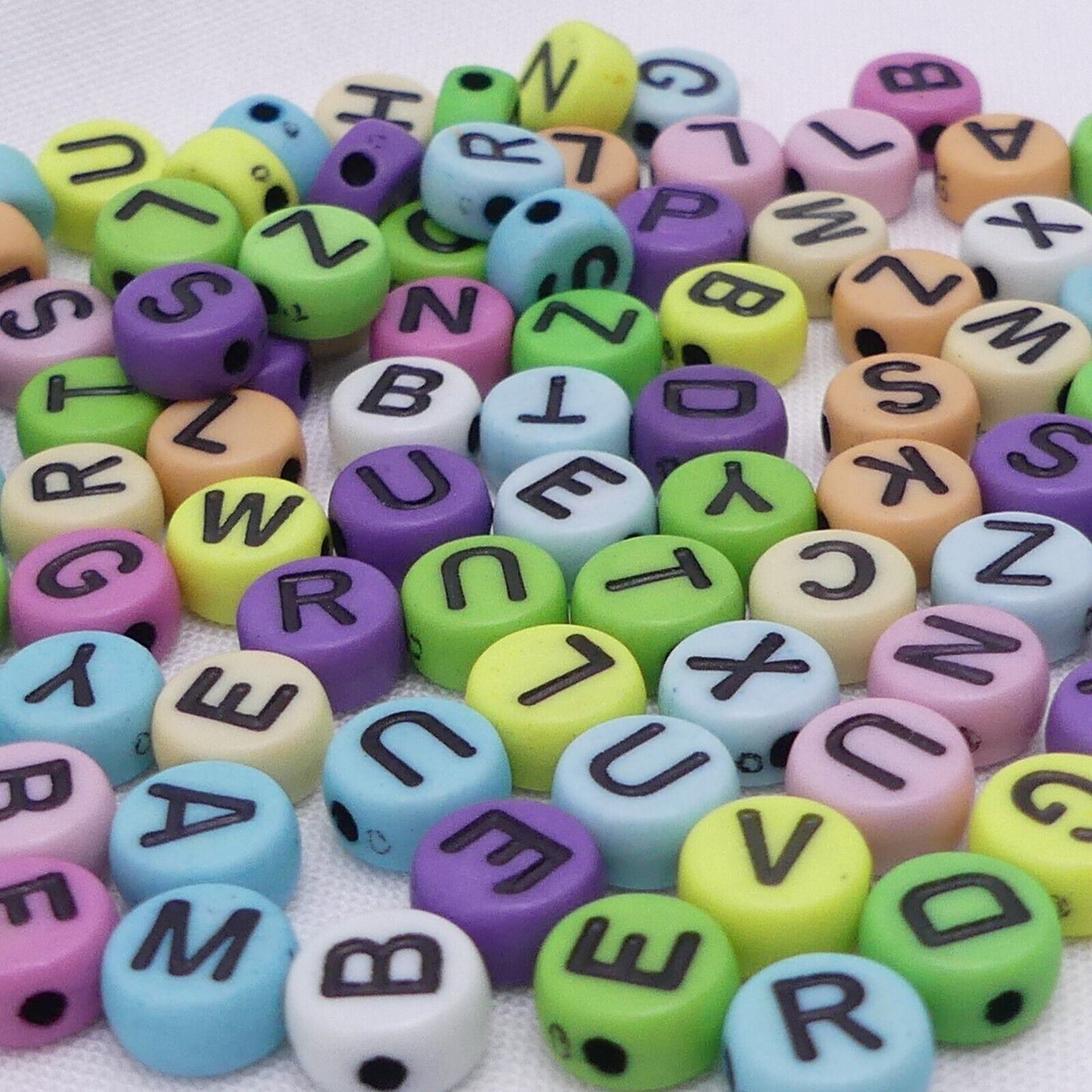 100 Pastel Alphabet Beads Random Mixed