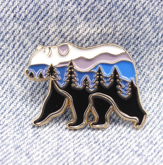 Polar Bear Mountain Enamel Pin Badge Bear Brooch Collectable snow scene