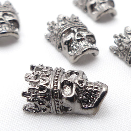 5 Skull With Crown Gunmetal Spacer Beads