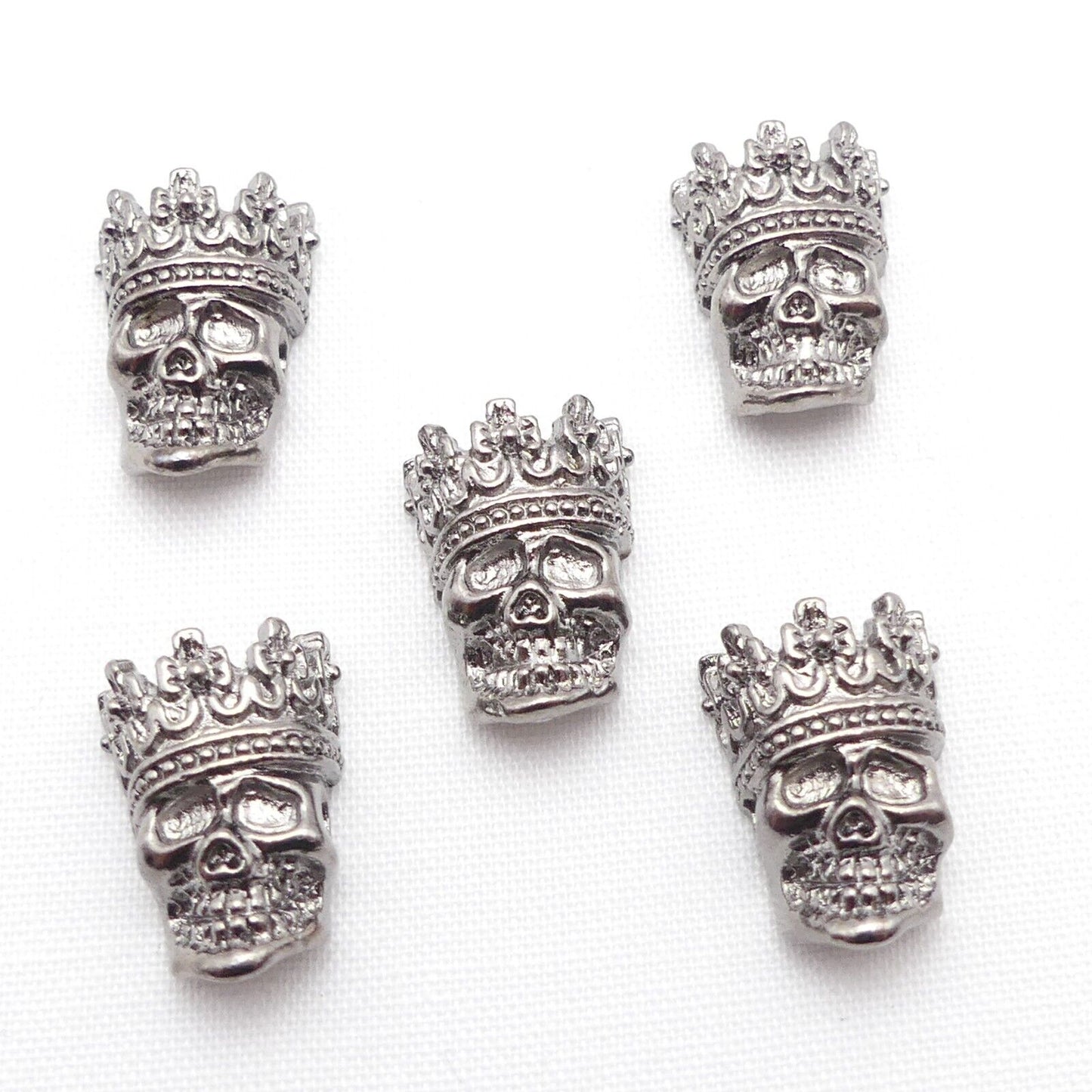 5 Skull With Crown Gunmetal Spacer Beads