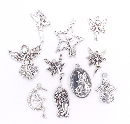 10 Mixed Fairy Angel Tibetan Silver Metal Charms