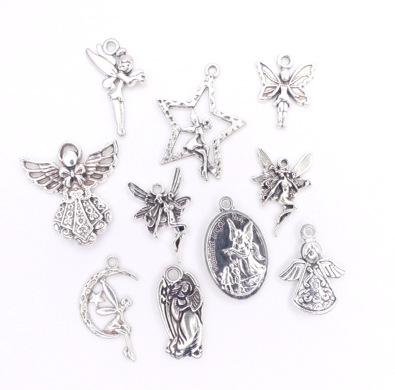 10 Mixed Fairy Angel Tibetan Silver Metal Charms