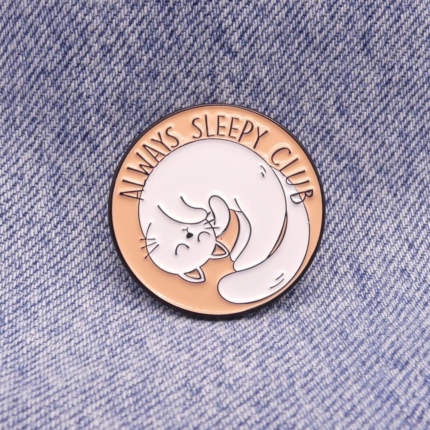 "Always Sleepy Club" Cute Cat Enamel Pin Badge