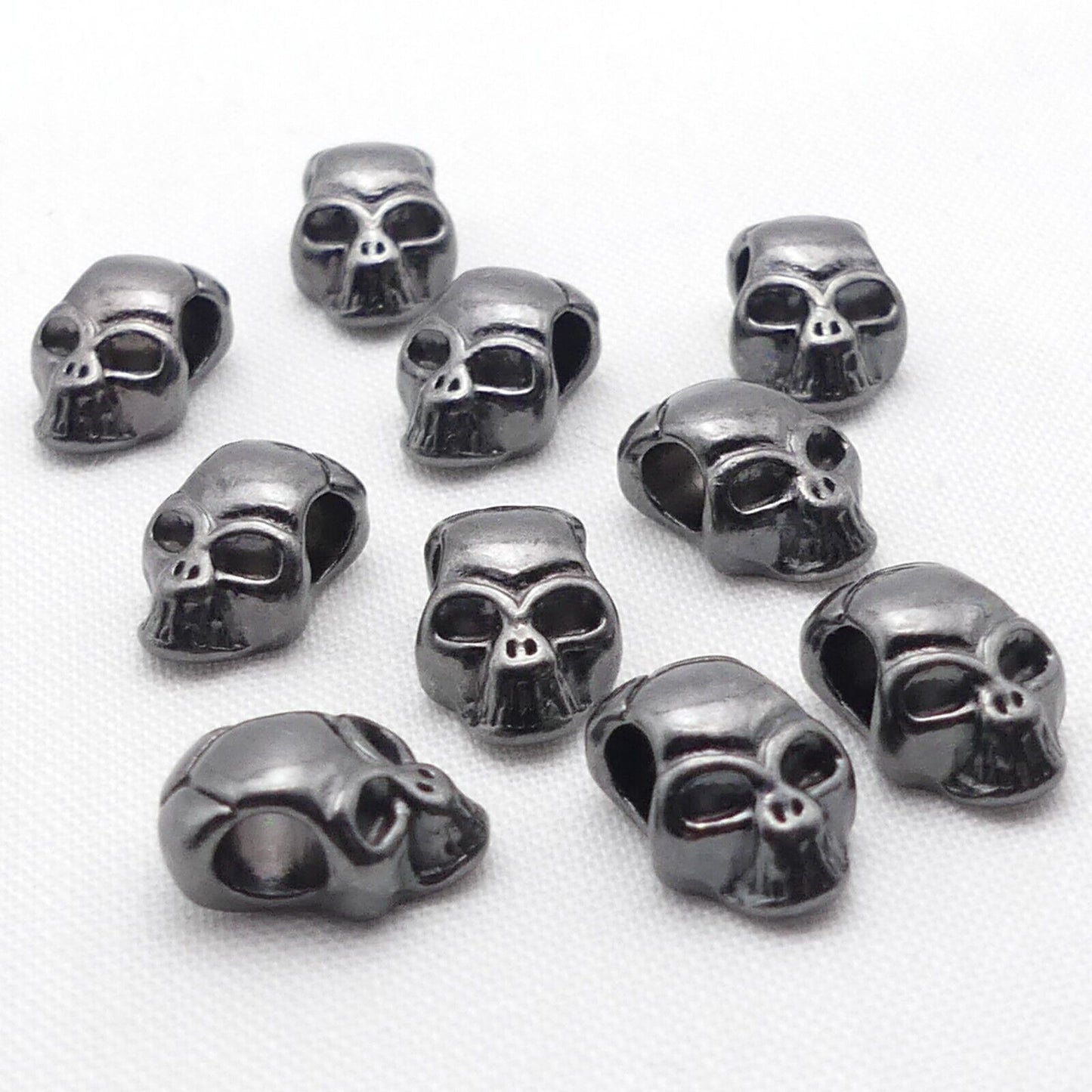 10 Skull Beads Spacer Beads In Gunmetal