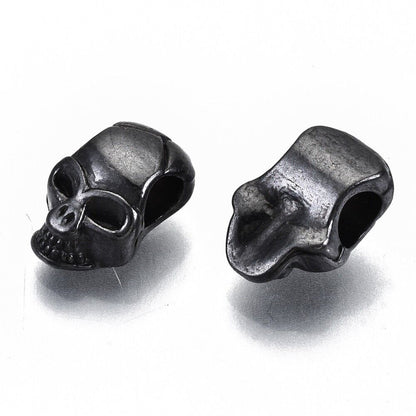 10 Skull Beads Spacer Beads In Gunmetal