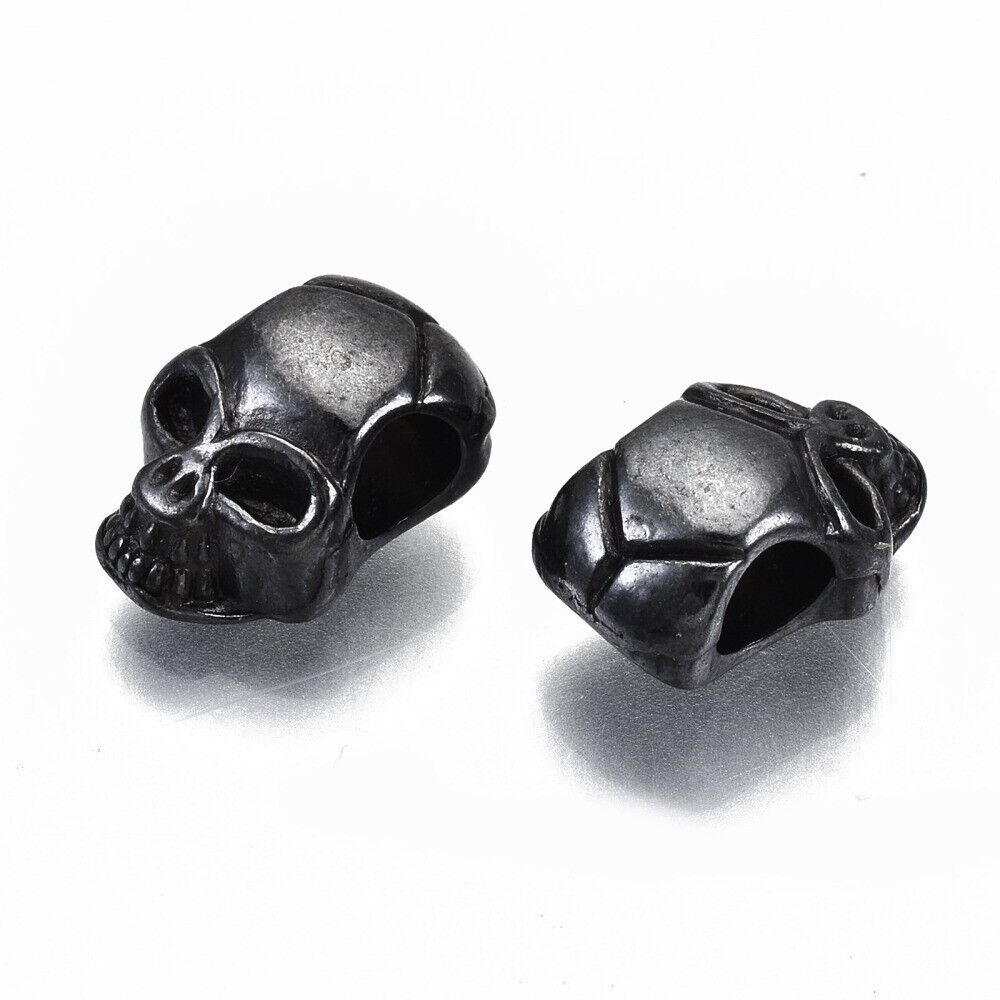 10 Skull Beads Spacer Beads In Gunmetal