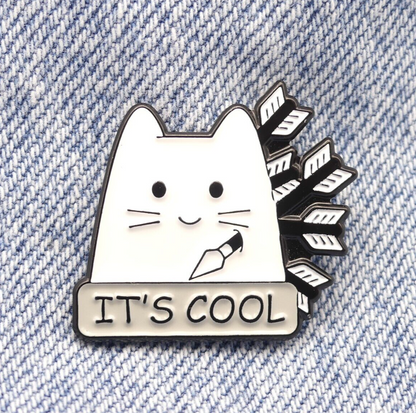 It's Cool Cat With Arrows Enamel Pin Badge