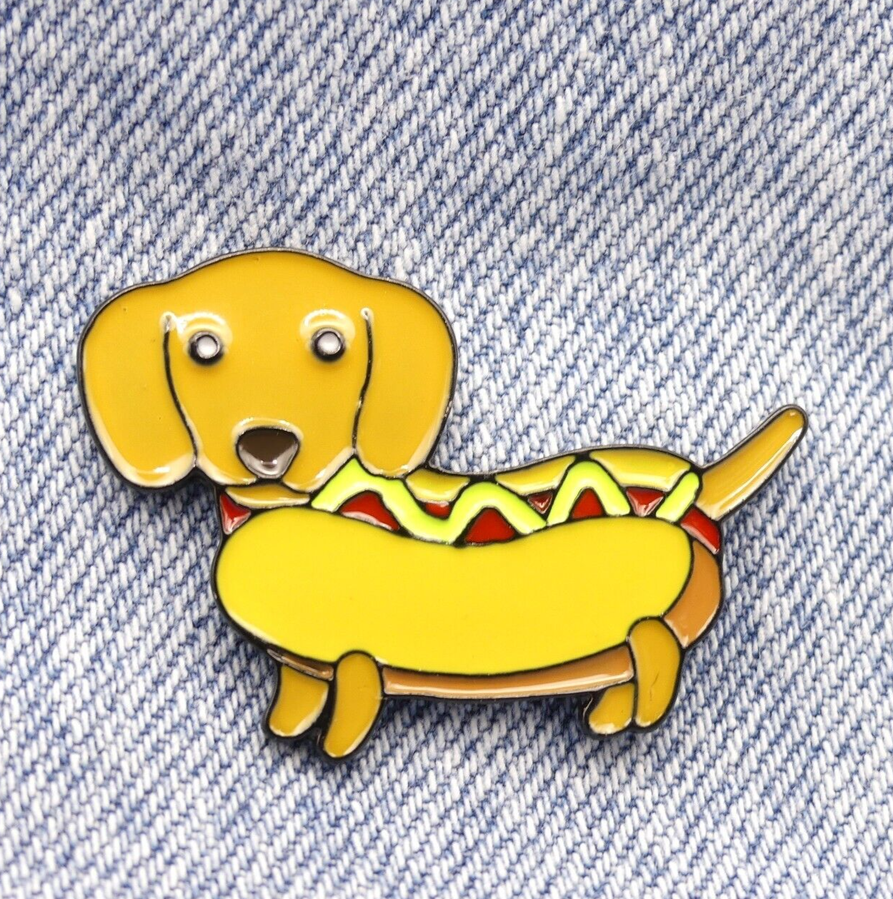 Cute Dachshund Hot Dog Enamel Pin Badge