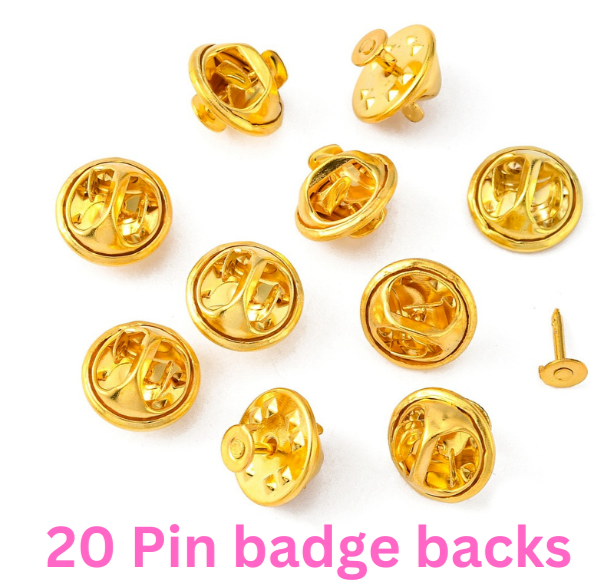 20 Pin Badge Butterfly Brooch Backs With Pins Gold Tone Lapel Pin