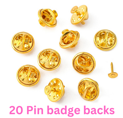 20 Pin Badge Butterfly Brooch Backs With Pins Gold Tone Lapel Pin