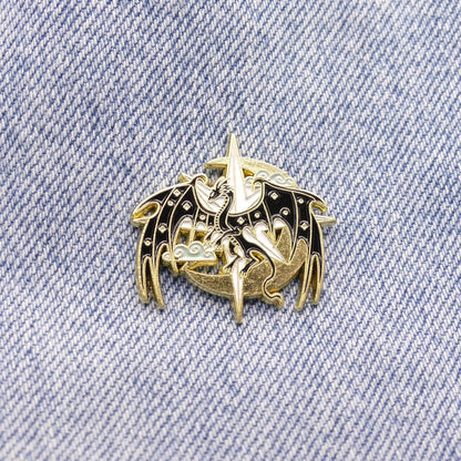 Dragon Moon And Star Enamel Pin Badge, Collectable Dragon Enamel Pin Badge