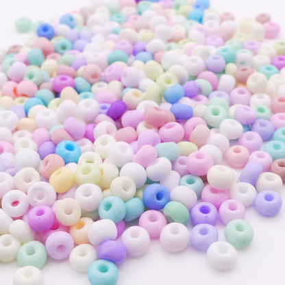 30g 4mm Mixed Pastel Glass Seed Beads Multicoloured 6/0