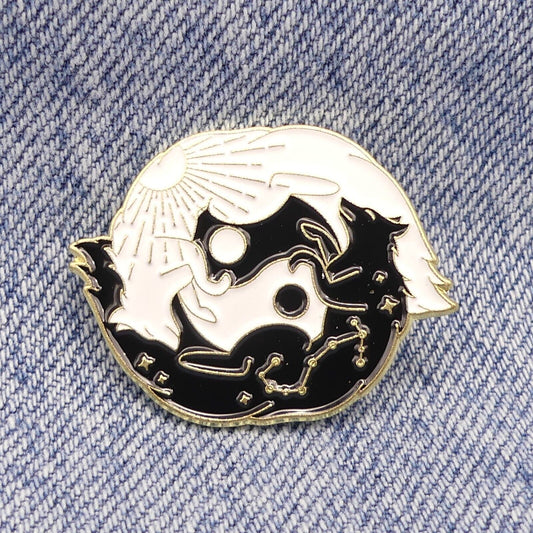 Wolf Ying And Yang Great Harmony Enamel Pin Wolf Ying And Yang Enamel Pin Brooch