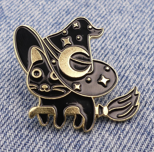 Witches Black Cat Enamel Pin Badge