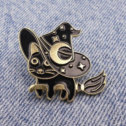 Witches Black Cat Enamel Pin Badge