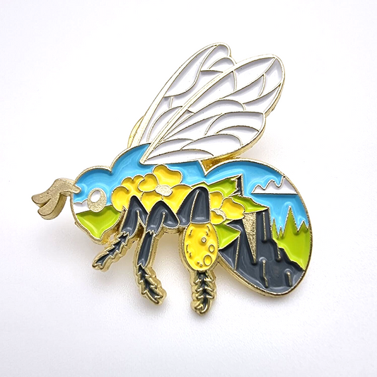 Bee And Mountain Enamel Pin Badge