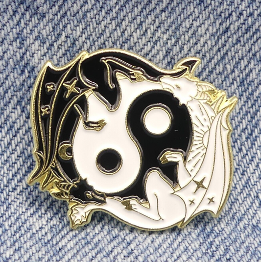 Dragon Enamel Ying and Yang Pin Badge