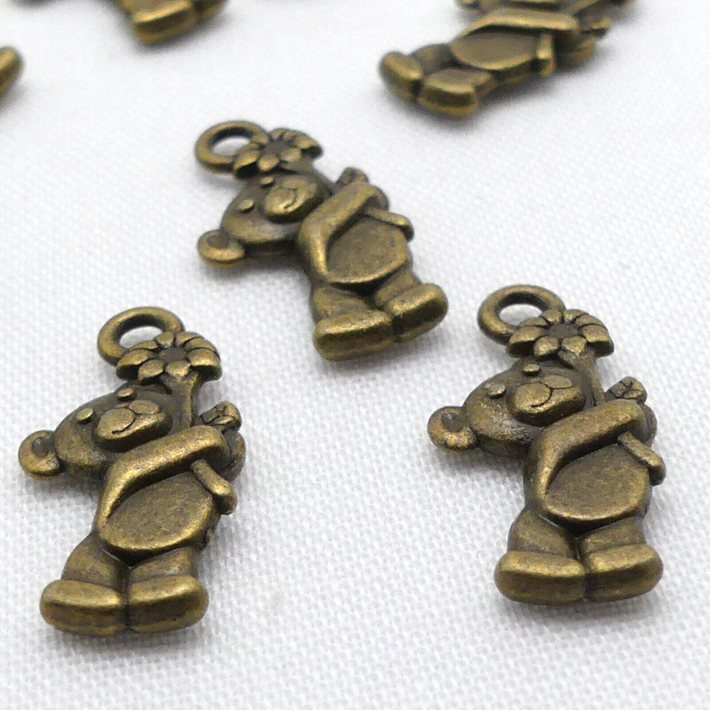 15 Tibetan Bronze Tone Teddy Bear Metal Charms