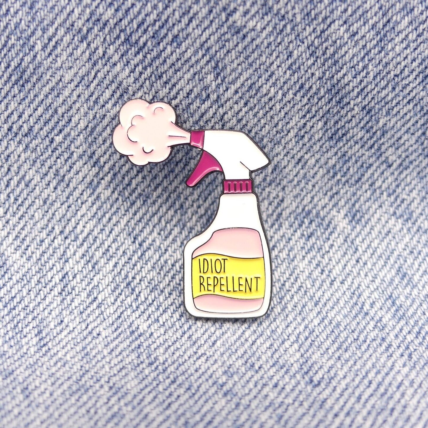 Idiot Repellent Spray Bottle Enamel Pin Badge