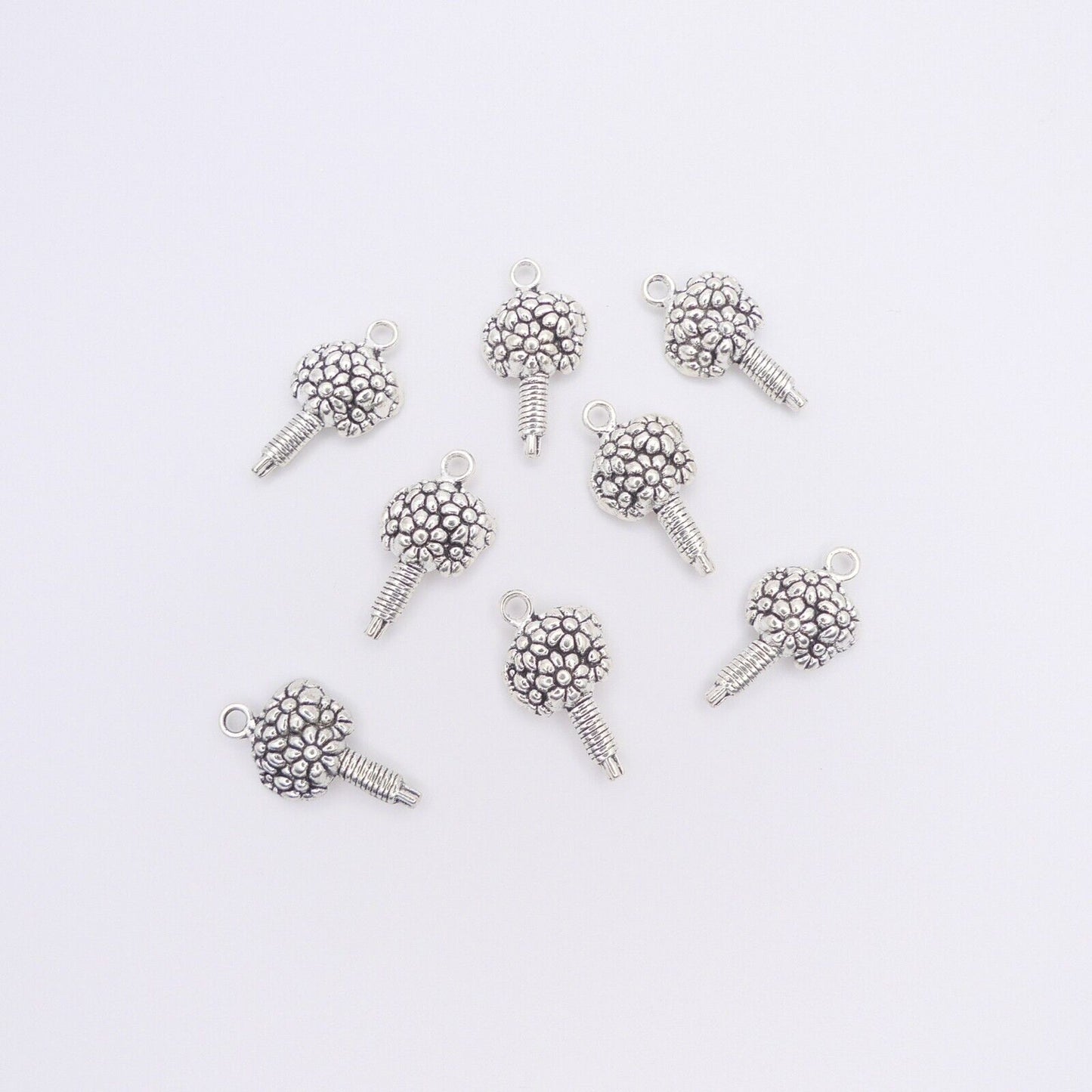 8 Tibetan Silver Tone Flower Bouquet Metal Charms