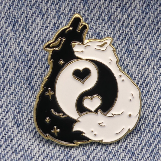 Wolf Ying And Yang Enamel Pin Badge