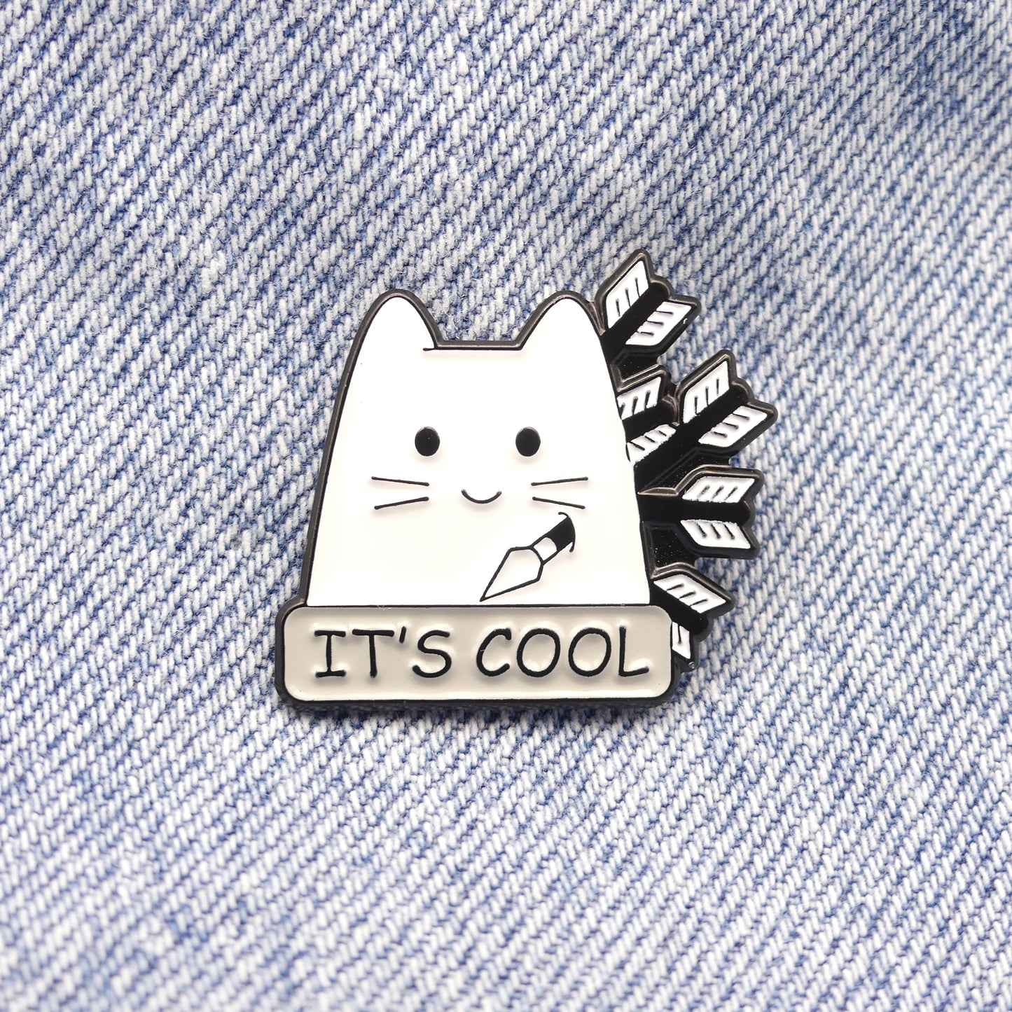 It's Cool Cat With Arrows Enamel Pin Badge