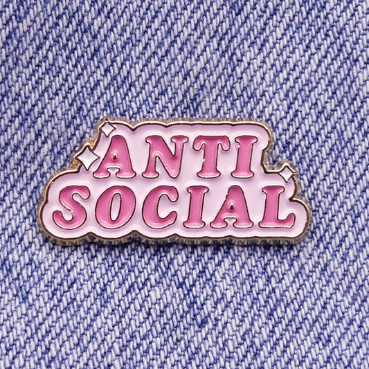 Anti Social Collectable Funny Enamel Pin Badge, Work Humour Badge