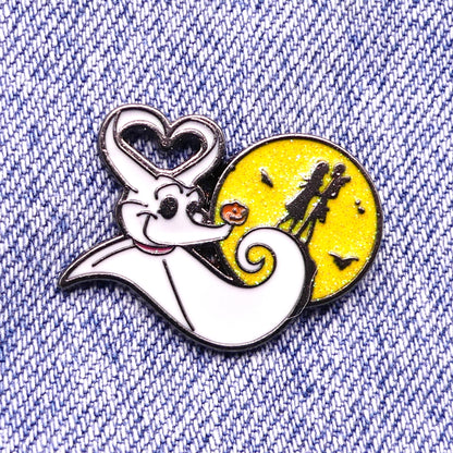 Zero Dog Nightmare Before Christmas Jack Skellington & Sally Enamel Pin Badge