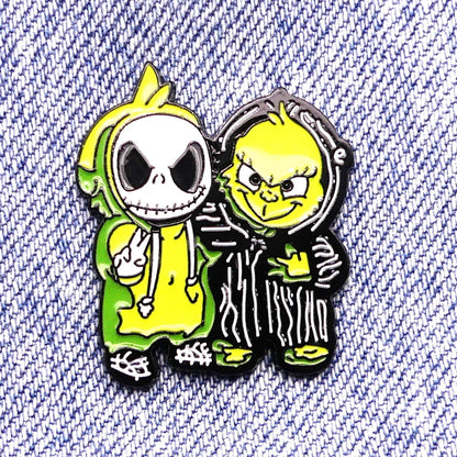 Grinch & Jack Skellington Nightmare Before Christmas Enamel Pin Badge Lapel