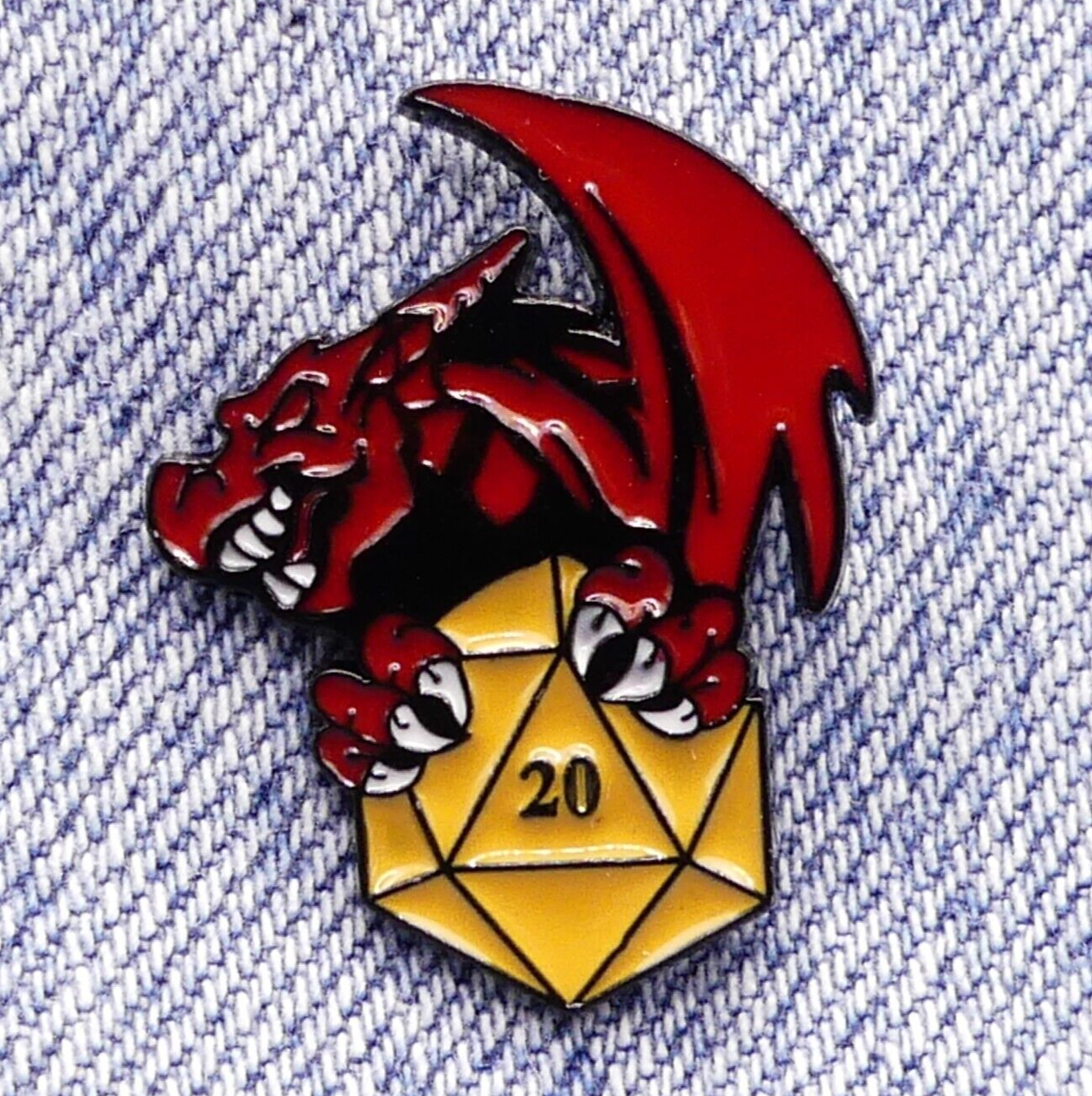 Red Dragon Dungeons & Dragons D20 Enamel Metal Pin